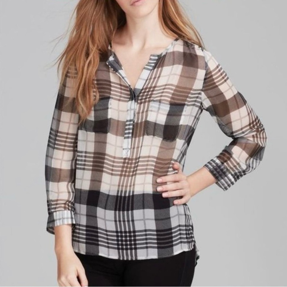 Joie Plaid Silk Blouse SzXS